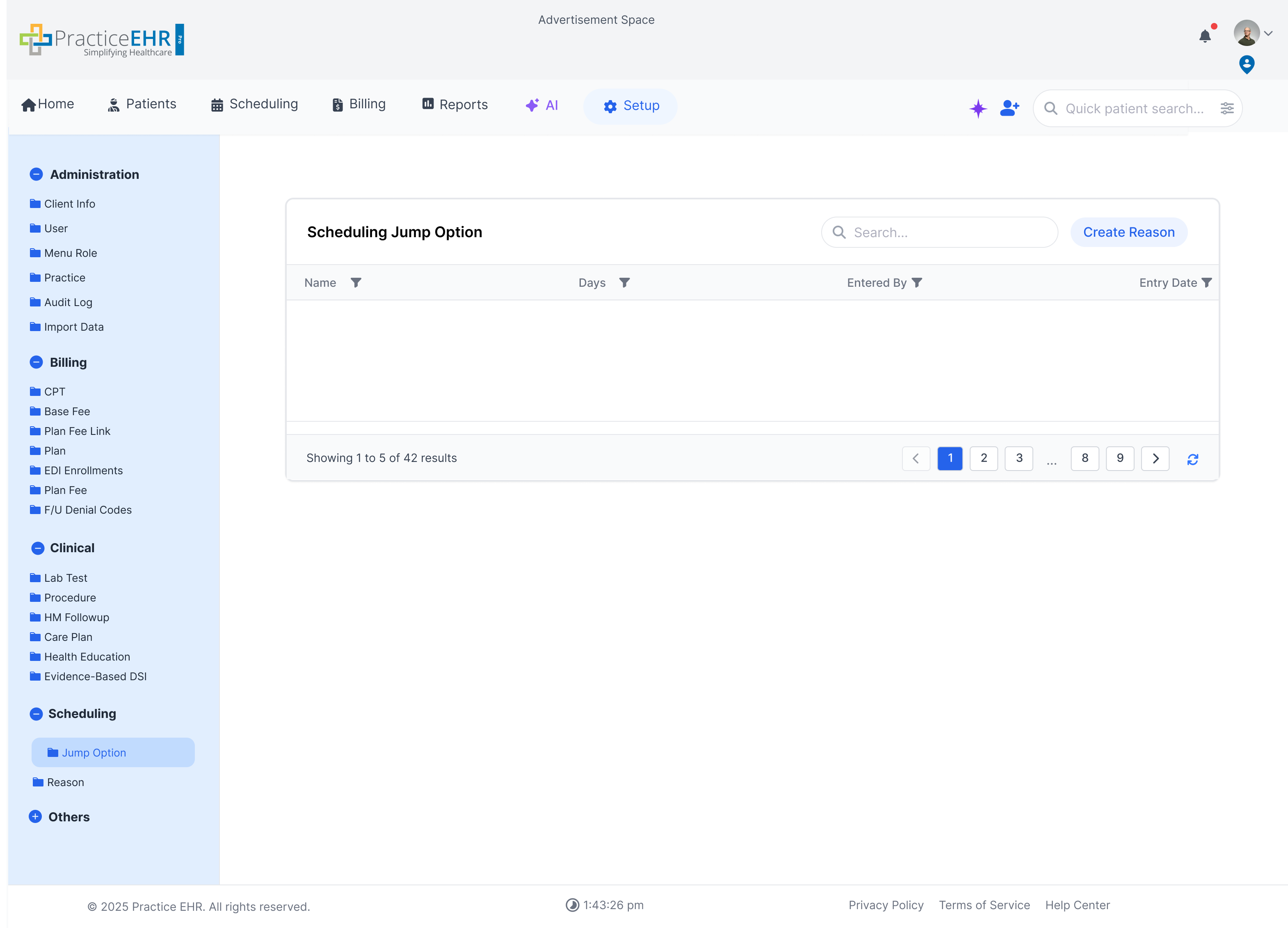 Scheduling Jump Option screen